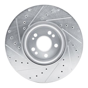 Mercedes-Benz GLE350 Brake Rotor (1) - Front Right - R1 Concepts - Drilled & Slotted - Silver - `20-`23